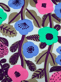 Passion Pink/Winter Teal/Cornflower/Multi 100% Rayon Floral Print Challis 43W
