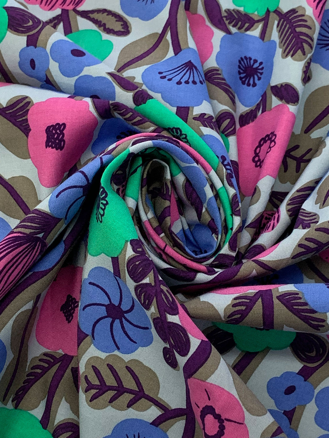 Passion Pink/Winter Teal/Cornflower/Multi 100% Rayon Floral Print Challis 43W