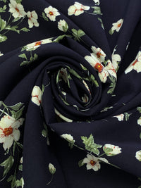 Dark Navy/Rifle Green/White 100% Rayon Floral Print Challis 43W