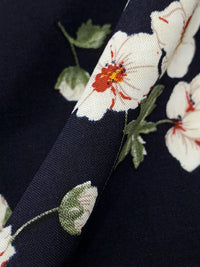 Dark Navy/Rifle Green/White 100% Rayon Floral Print Challis 43W