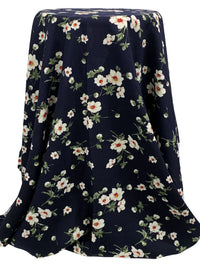 Dark Navy/Rifle Green/White 100% Rayon Floral Print Challis 43W