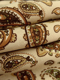 Wheat/Camel Brown/Misty Moss/Multi 100% Rayon Paisley Print Challis 44W