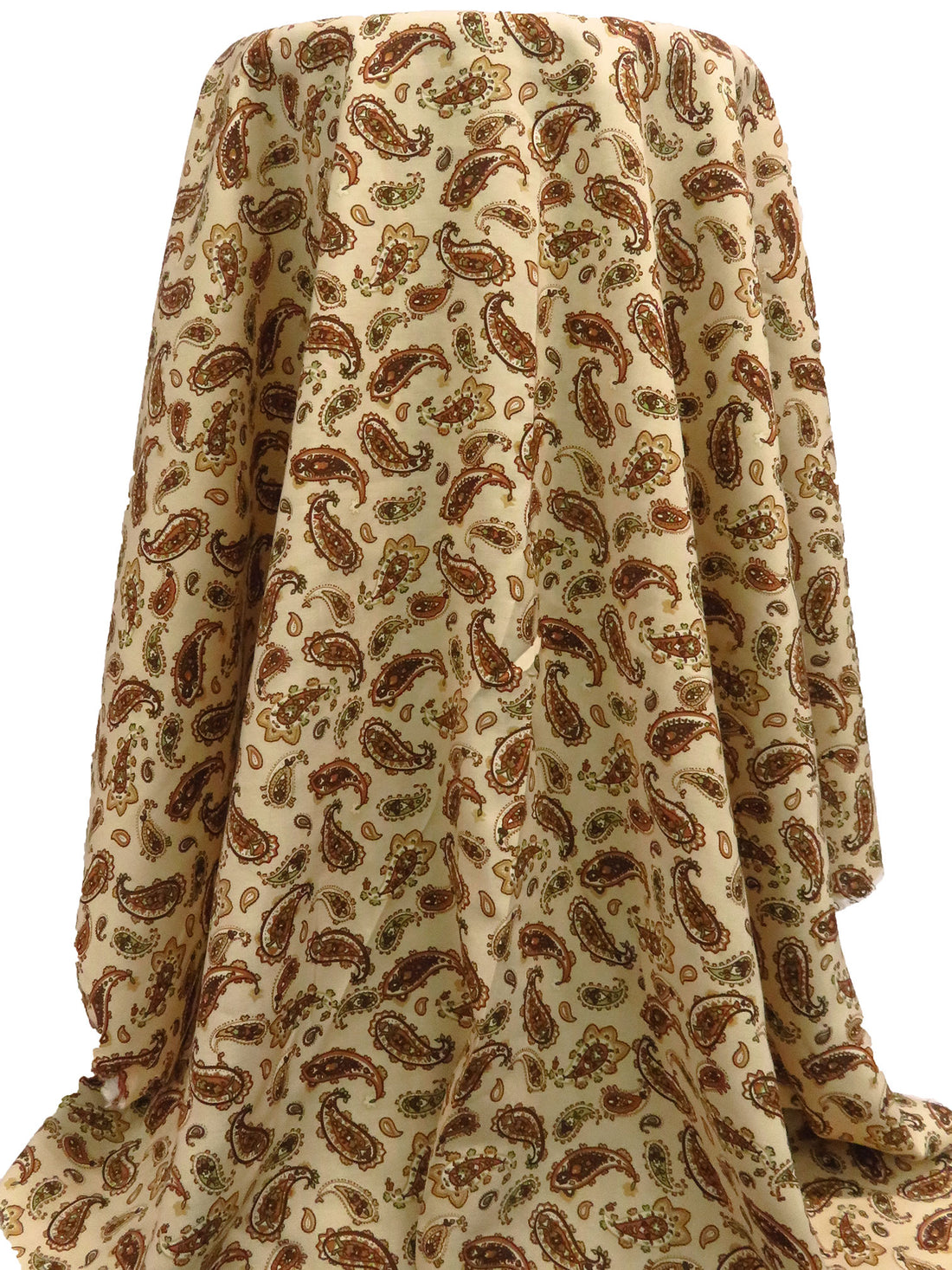 Wheat/Camel Brown/Misty Moss/Multi 100% Rayon Paisley Print Challis 44W