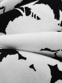 Black/White 100% Rayon Floral Silhouette Print Challis 44W