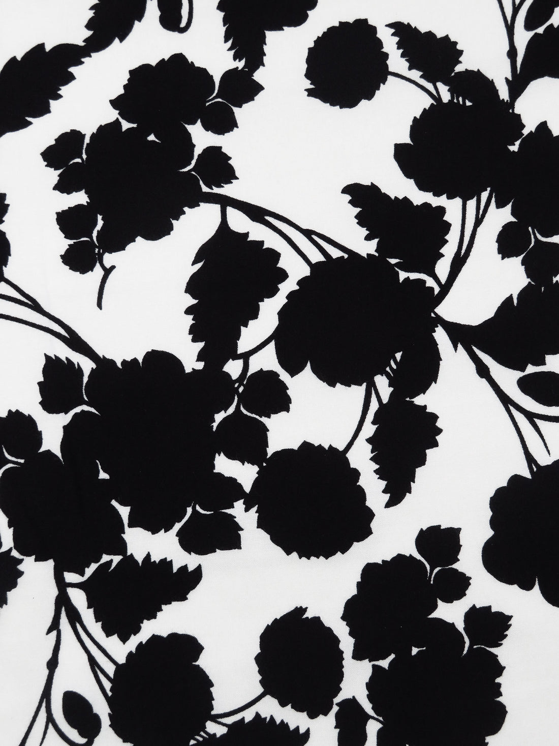 Off-White/Black 100% Rayon Silhouette Floral Print Challis 44W