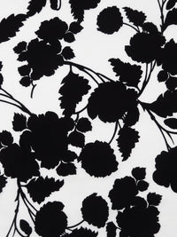 Off-White/Black 100% Rayon Silhouette Floral Print Challis 44W