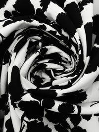 Off-White/Black 100% Rayon Silhouette Floral Print Challis 44W