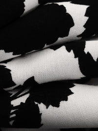 Off-White/Black 100% Rayon Silhouette Floral Print Challis 44W