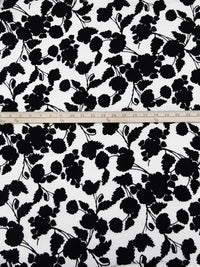 Off-White/Black 100% Rayon Silhouette Floral Print Challis 44W