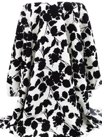 Off-White/Black 100% Rayon Silhouette Floral Print Challis 44W