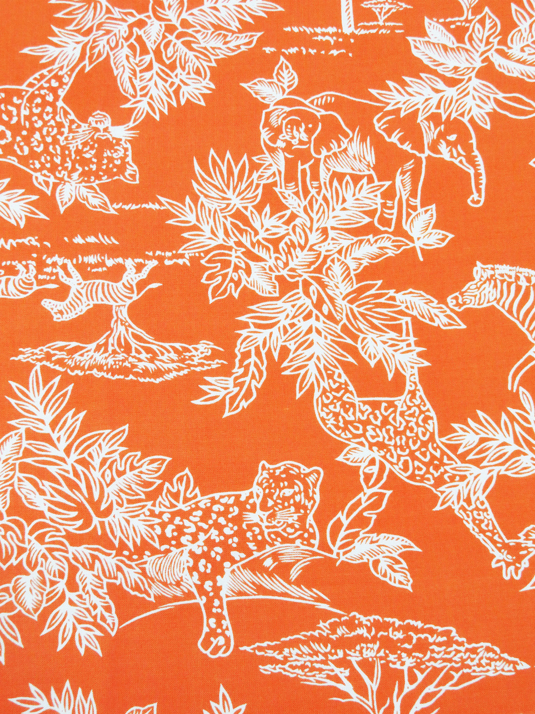 Mandarin Orange/White 100% Rayon Savanna Print Challis 44W