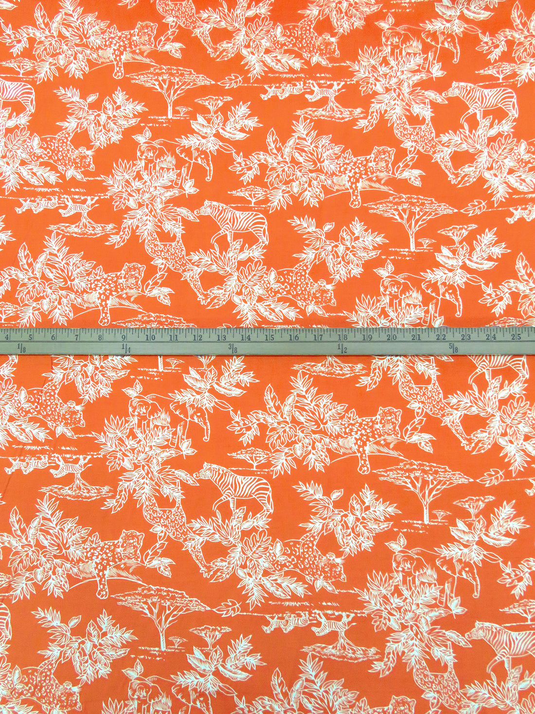 Mandarin Orange/White 100% Rayon Savanna Print Challis 44W