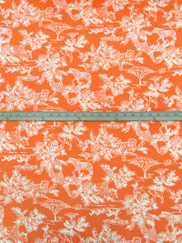 Mandarin Orange/White 100% Rayon Savanna Print Challis 44W