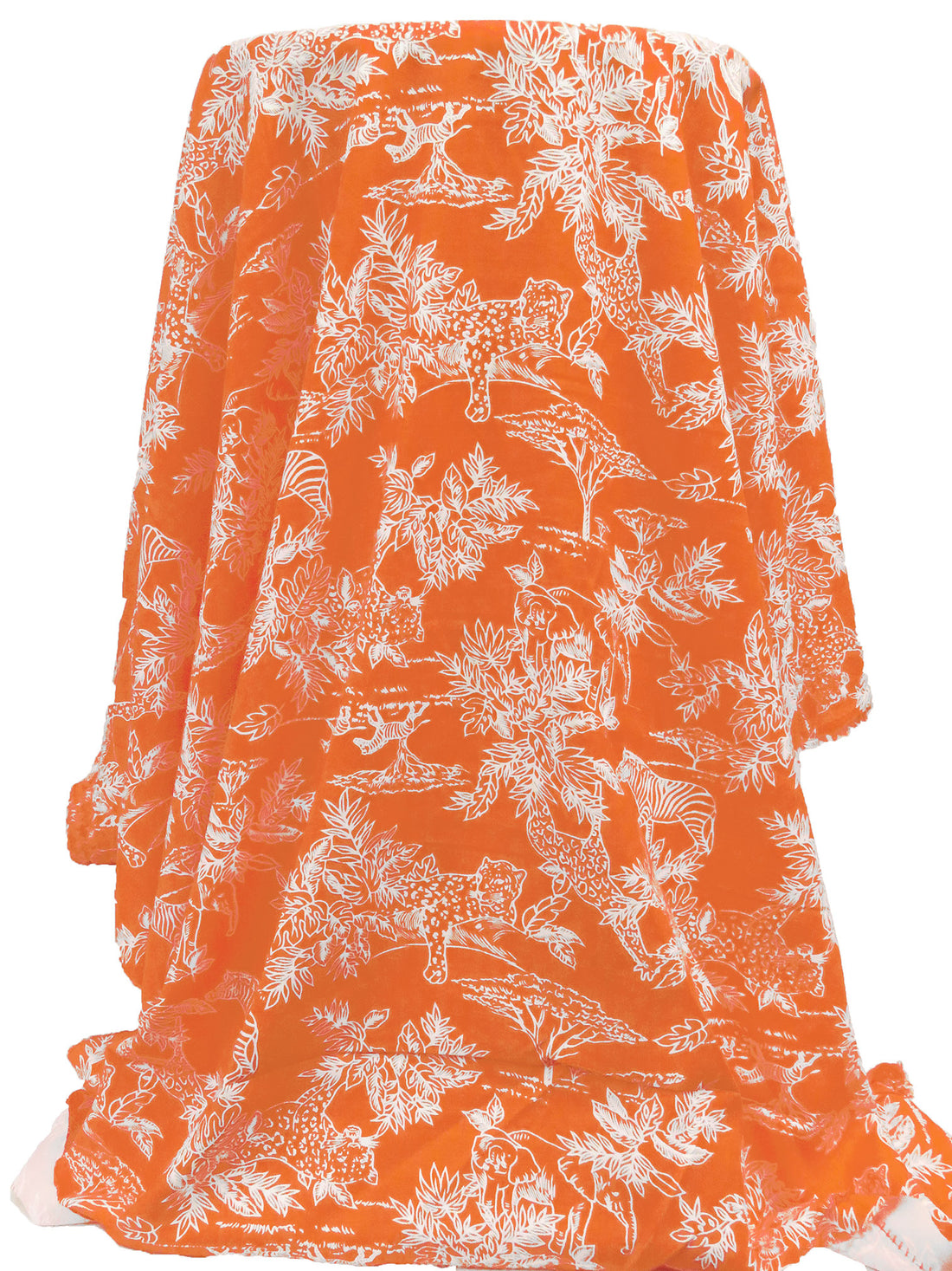 Mandarin Orange/White 100% Rayon Savanna Print Challis 44W