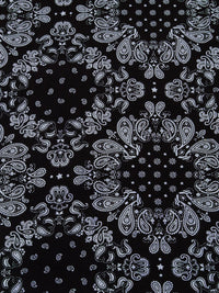 Black/Pale Slate Gray 100% Rayon Paisley Diamond Print Challis 44W