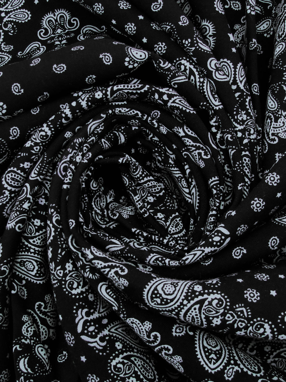 Black/Pale Slate Gray 100% Rayon Paisley Diamond Print Challis 44W