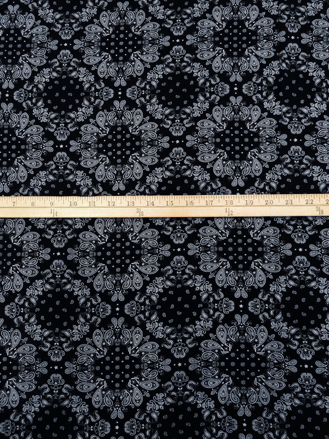 Black/Pale Slate Gray 100% Rayon Paisley Diamond Print Challis 44W