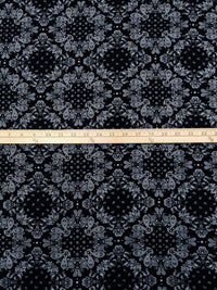 Black/Pale Slate Gray 100% Rayon Paisley Diamond Print Challis 44W