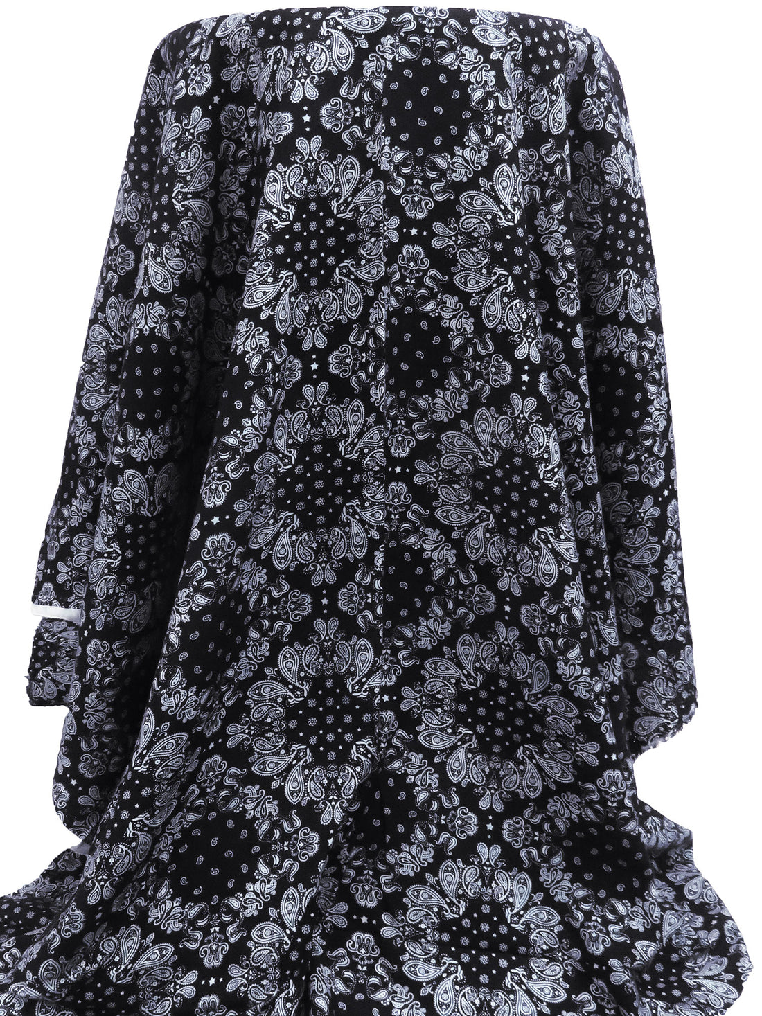 Black/Pale Slate Gray 100% Rayon Paisley Diamond Print Challis 44W