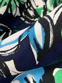 Navy/Deep Pink/Red/White 100% Rayon Floral Print Challis 43W