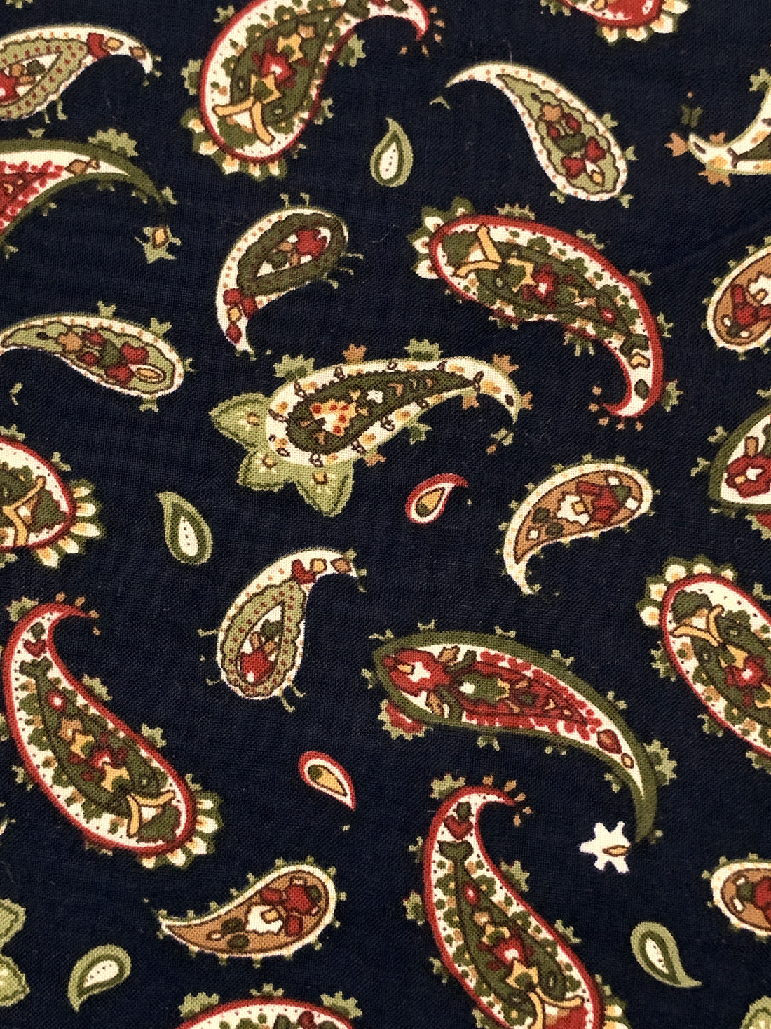 Midnight Navy/Bistre Brown/Cream 100% Rayon Paisley Print Challis 43W