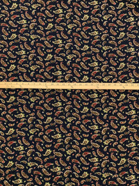 Midnight Navy/Bistre Brown/Cream 100% Rayon Paisley Print Challis 43W