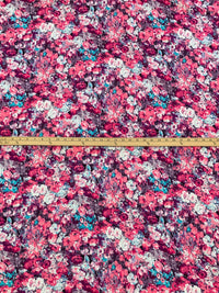 Candy Pink/Caribbean Blue/Fandango Purple/Multi 100% Rayon Abstract Floral Print Challis 43W