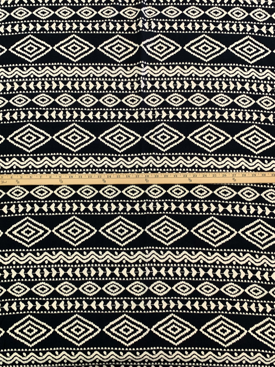 Black/Alabaster 100% Rayon Southwest Print Challis 43W