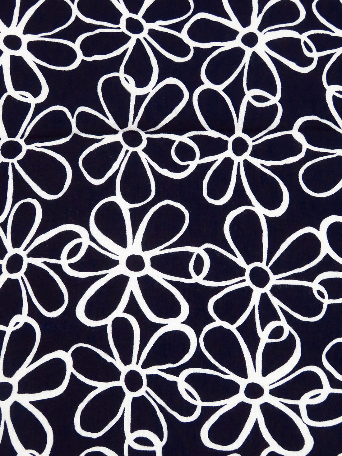 Midnight Navy/Ghost White 100% Rayon Artistic Floral Print Challis 43W