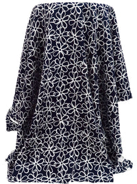 Midnight Navy/Ghost White 100% Rayon Artistic Floral Print Challis 43W