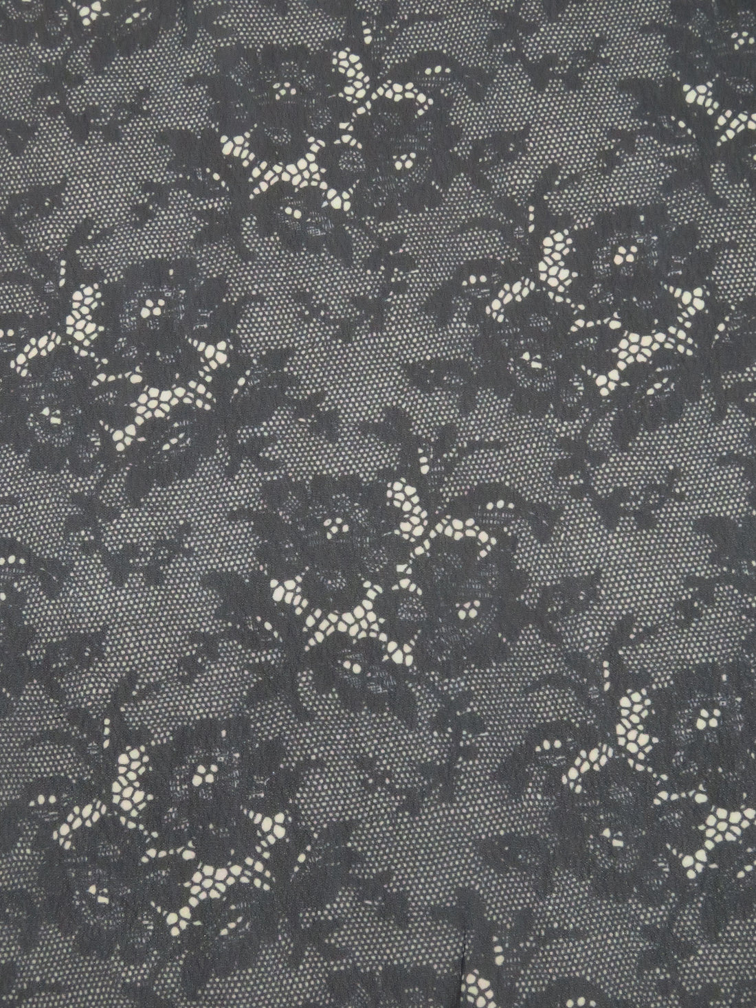 Black/Bone 100% Polyester Lace-Look Floral Print Chiffon - Famous Dress Designer - 56W