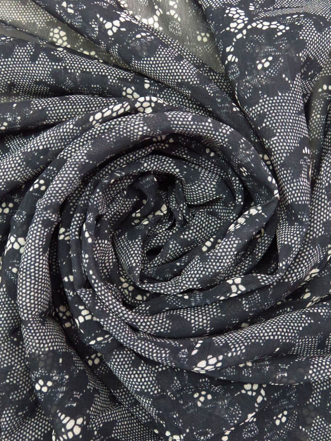 Black/Bone 100% Polyester Lace-Look Floral Print Chiffon - Famous Dress Designer - 56W