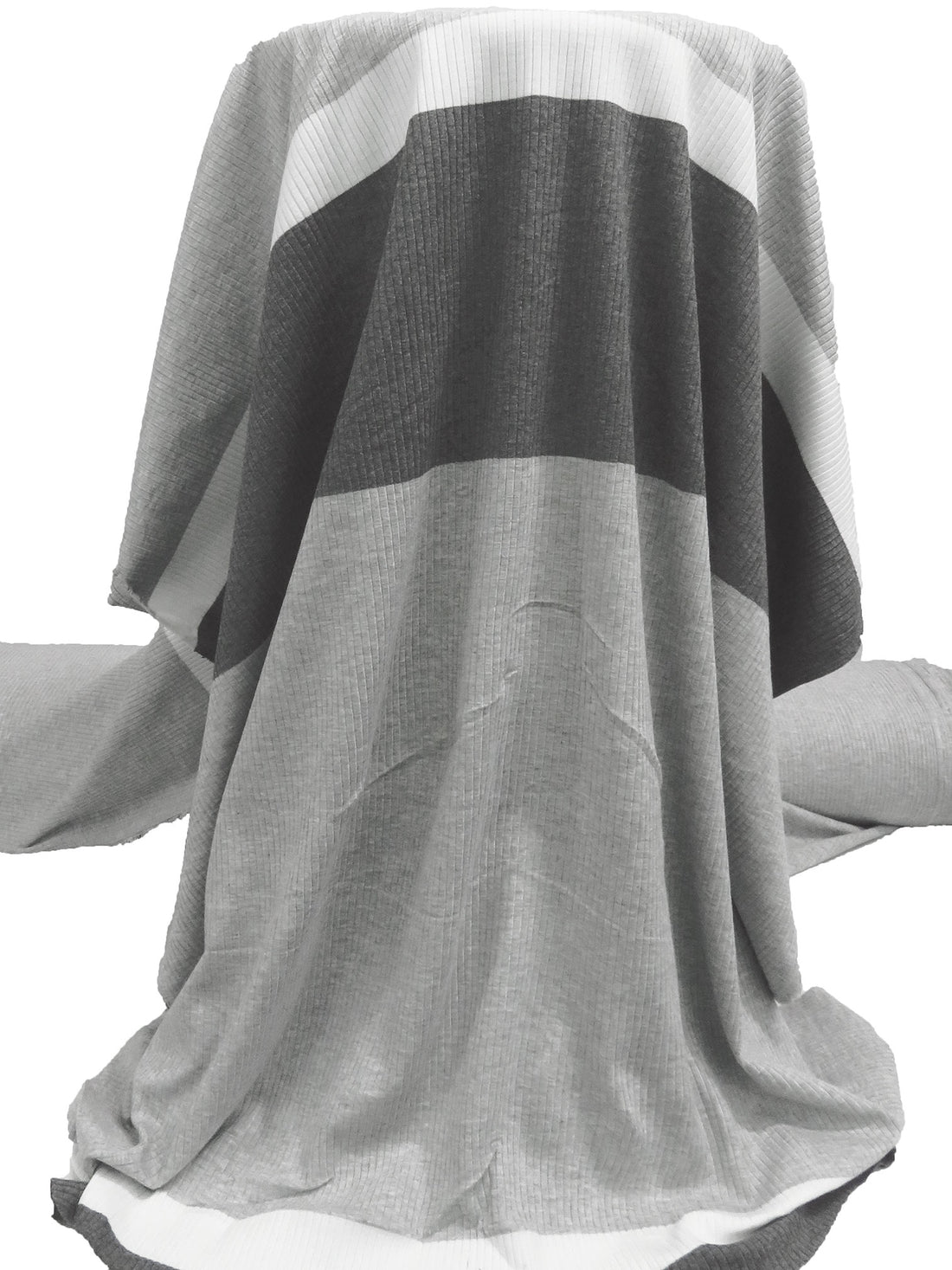 Gray Cloud/White/Charcoal Rayon/Lycra Horizontal Stripe Weave 3x6 Rib Knit 33W