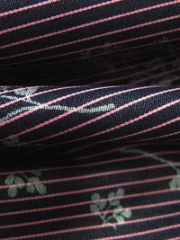 Midnight Navy/White/Light Pink 100% Cotton Branches On Vertical Stripe Weave Denim-Look Jacquard Shirting 60W