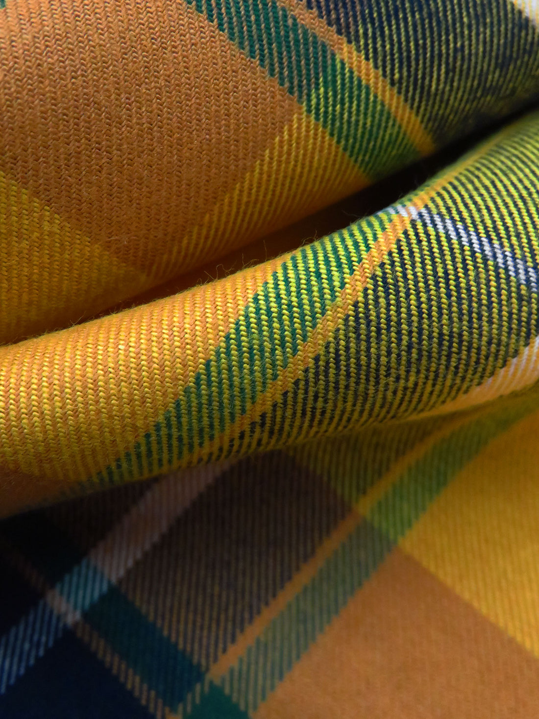 Dark Goldenrod/Dark Green/Dark Midnight Navy/Multi 100% Cotton Plaid Weave Yarn-Dyed Flannel Shirting 56W