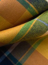 Dark Goldenrod/Dark Green/Dark Midnight Navy/Multi 100% Cotton Plaid Weave Yarn-Dyed Flannel Shirting 56W