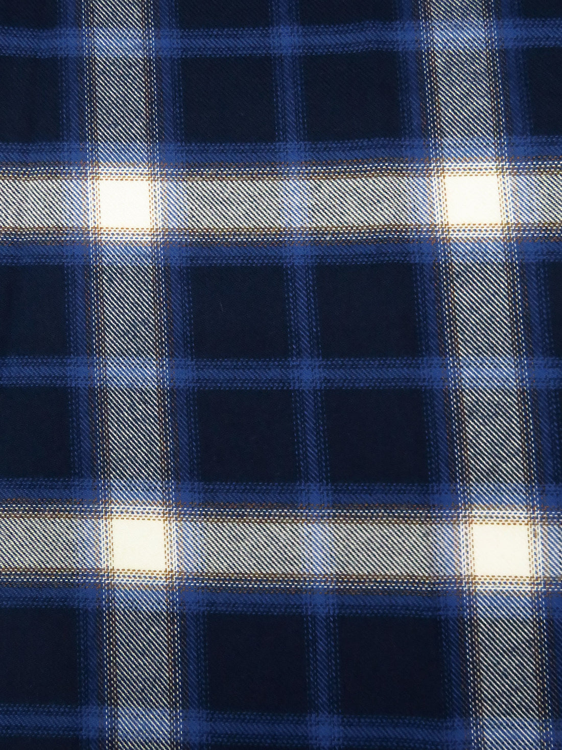 Midnight Navy/Very Dark Cornflower/White/Multi 100% Cotton Plaid Weave Yarn-Dyed Flannel Shirting 56W