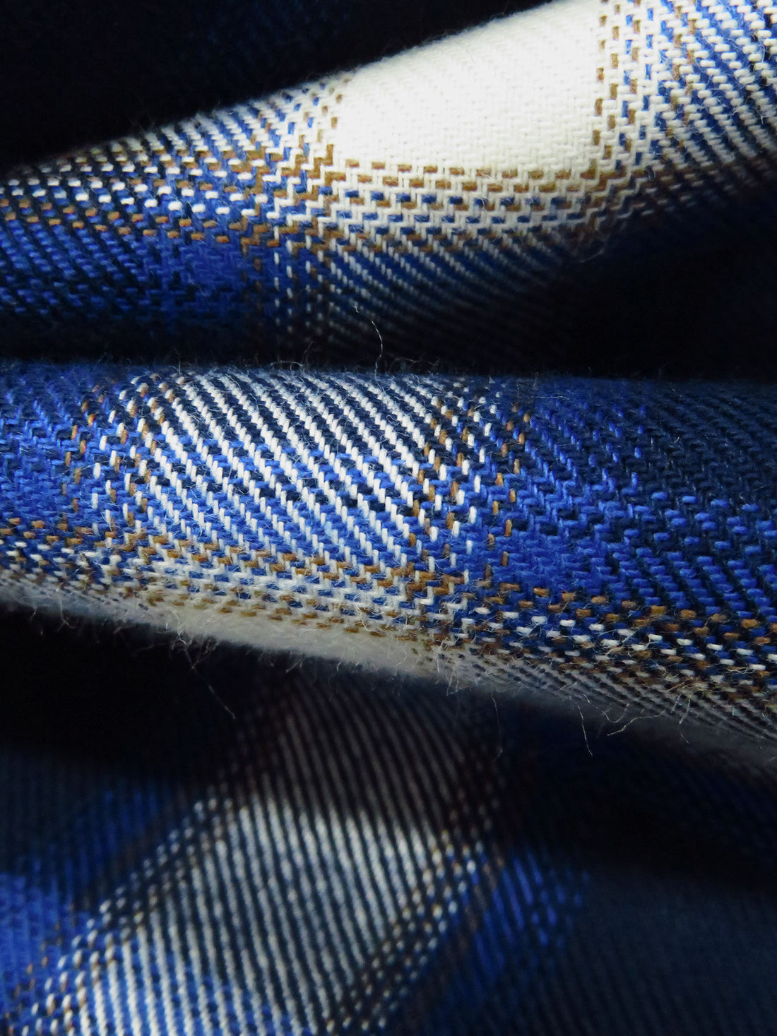 Midnight Navy/Very Dark Cornflower/White/Multi 100% Cotton Plaid Weave Yarn-Dyed Flannel Shirting 56W