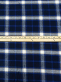 Midnight Navy/Very Dark Cornflower/White/Multi 100% Cotton Plaid Weave Yarn-Dyed Flannel Shirting 56W