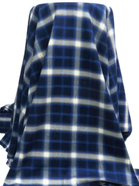 Midnight Navy/Very Dark Cornflower/White/Multi 100% Cotton Plaid Weave Yarn-Dyed Flannel Shirting 56W