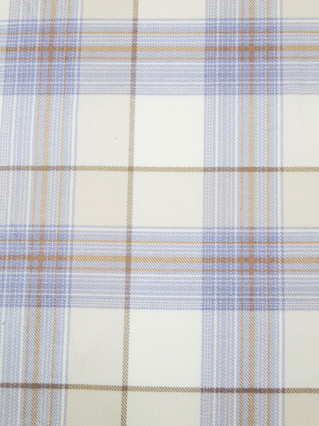 White/Periwinkle/Stone Terrance/Multi 100% Cotton Plaid Weave Yarn-Dyed Flannel Shirting 58W