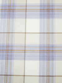 White/Periwinkle/Stone Terrance/Multi 100% Cotton Plaid Weave Yarn-Dyed Flannel Shirting 58W