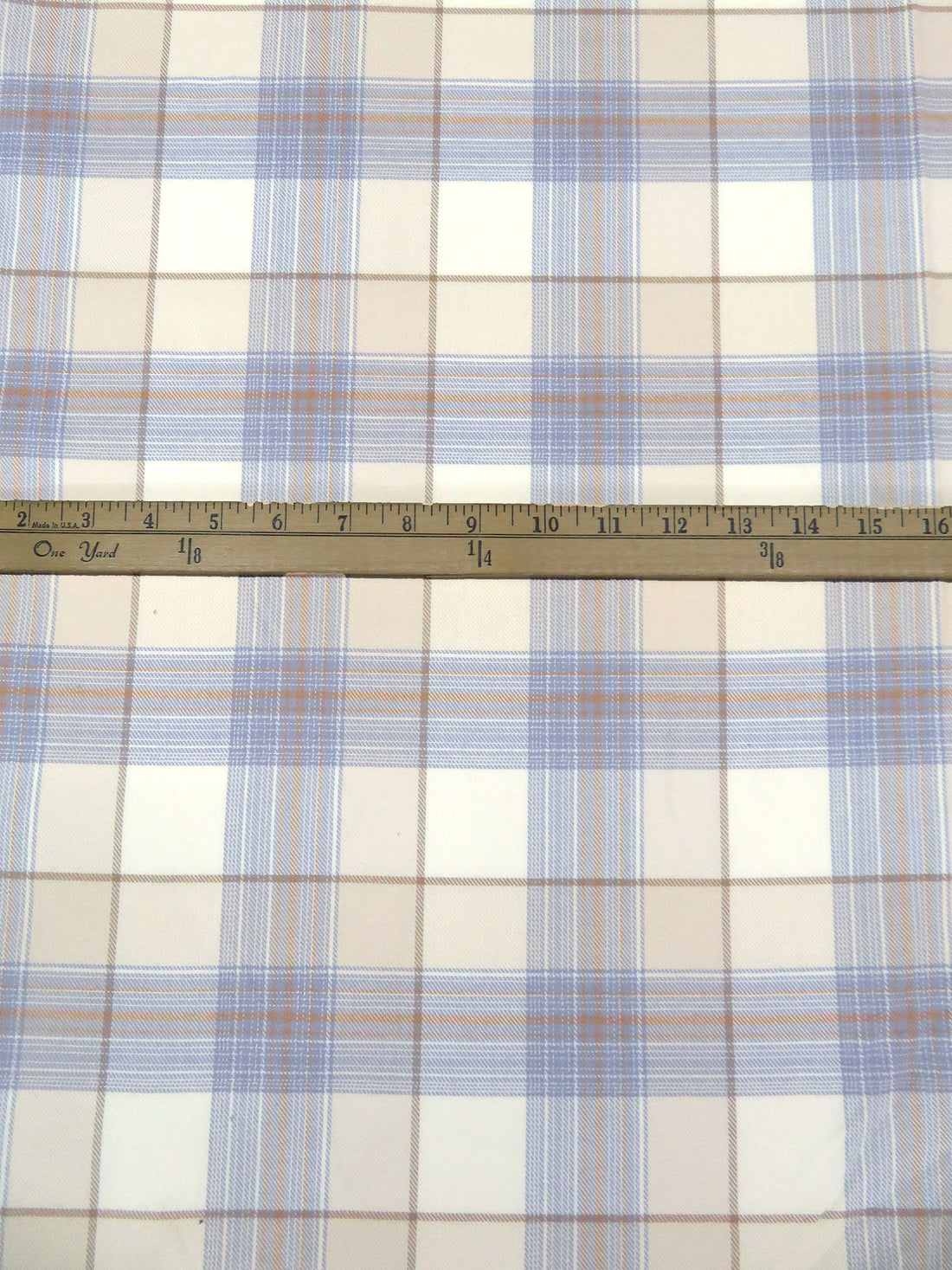 White/Periwinkle/Stone Terrance/Multi 100% Cotton Plaid Weave Yarn-Dyed Flannel Shirting 58W