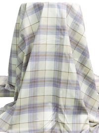 White/Periwinkle/Stone Terrance/Multi 100% Cotton Plaid Weave Yarn-Dyed Flannel Shirting 58W