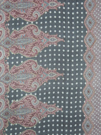 Black/Light Mauve/Currant Red/Multi 100% Silk Ornate Double Border Glitter Print Crinkle Chiffon 53W