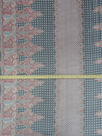 Black/Light Mauve/Currant Red/Multi 100% Silk Ornate Double Border Glitter Print Crinkle Chiffon 53W