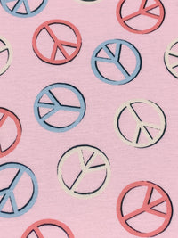 Pale Pink/Soft Cerulean/Terra Rosa/Multi 100% Polyester Peace Sign Print Jersey Knit 56W