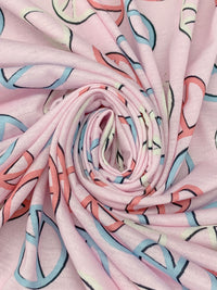 Pale Pink/Soft Cerulean/Terra Rosa/Multi 100% Polyester Peace Sign Print Jersey Knit 56W