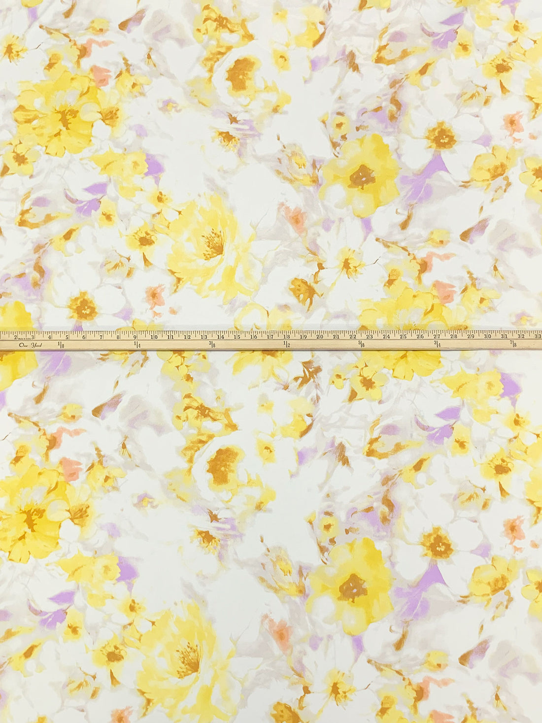 Light Orchid/Yellow/Off-White Polyester/Lycra Floral Print ITY Knit - NY Designer - 58W