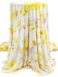 Light Orchid/Yellow/Off-White Polyester/Lycra Floral Print ITY Knit - NY Designer - 58W